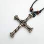 Sterling Silver Multicolor 2.5in Riverside Cross Pendant On 27in Cloth Necklace 14.7g image number 3