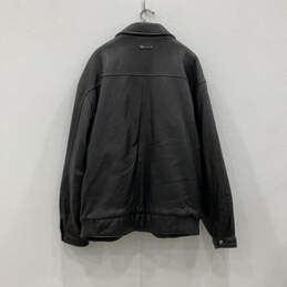 Womens Black Leather Long Sleeve Collared Pockets Full-Zip Jacket Size 4XL alternative image