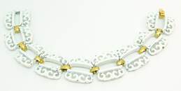Vintage Crown Trifari White & Gold Tone Filigree Pendant Necklace Bracelet alternative image