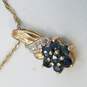 A.O. 10k Gold Diamond Blue Topaz Cluster Flower Pendant Necklace 2.6g image number 5