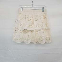 Express Ivory Cotton Lined Tiered Eyelet Mini Skirt WM Size S NWOT