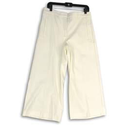 Ann Taylor Womens White Flat Front Slash Pocket Wide-Leg Dress Pants Size 8
