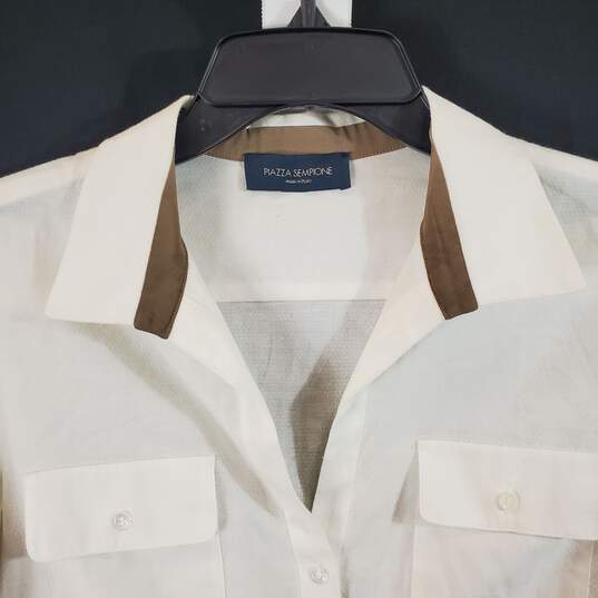 Piazza Sempion Women's White Button Up Blouse SZ 40 image number 2