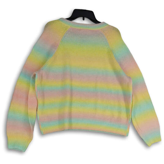 NWT Womens Multicolor Rainbow Crew Neck Long Sleeve Pullover Sweater Sz XXL image number 2