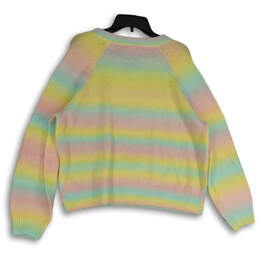 NWT Womens Multicolor Rainbow Crew Neck Long Sleeve Pullover Sweater Sz XXL alternative image