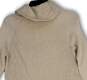 Womens Beige Knitted Long Sleeve Turtleneck Pullover Sweater Size Small image number 4