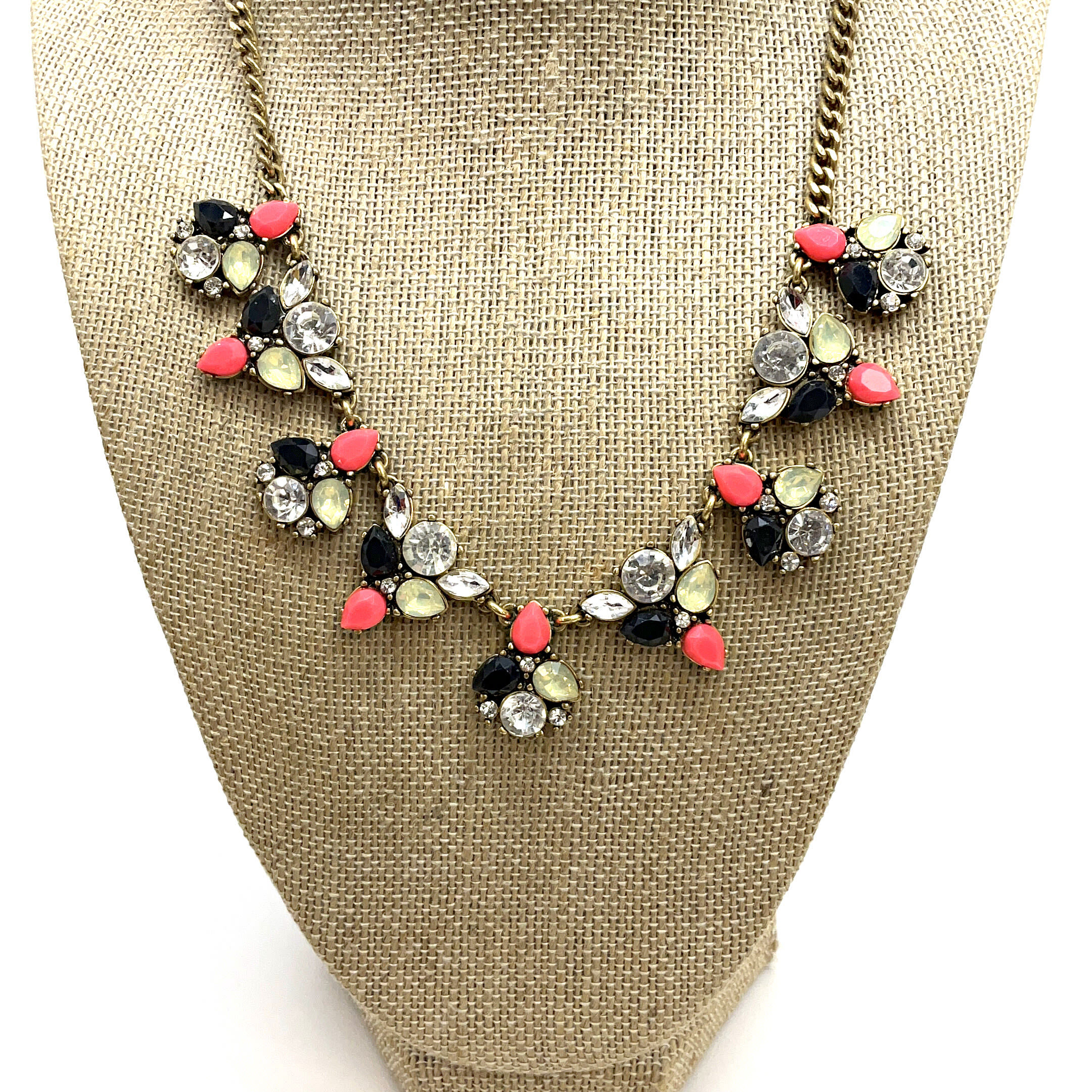 Scaasi Multi Color Rhinestone and Pearl Necklace - Ruby Lane