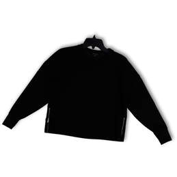Womens Black Round Neck Long Sleeve Stretch Pullover Sweatshirt Size XS