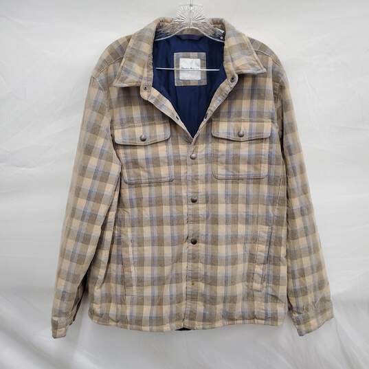 Tommy Bahama MN's Woodside Plaid Fleece Blue & Tan Jacket Size L image number 1