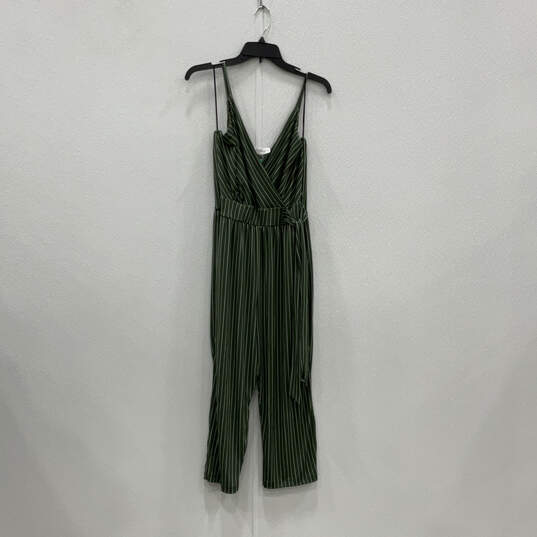 NWT Womens Striped Green Sleeveless Rica Knit Crop Jumpsuit One-Piece Sz M image number 1