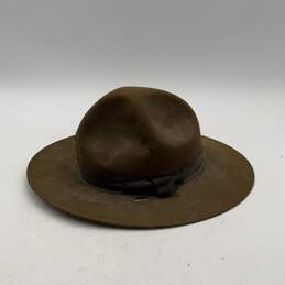 Mens Green Wide Brim Leather Trim Perforated Round Cowboy Hat alternative image
