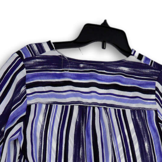 NWT Womens Multicolor Striped Bell Sleeve V-Neck Pullover Blouse Top Size S image number 4