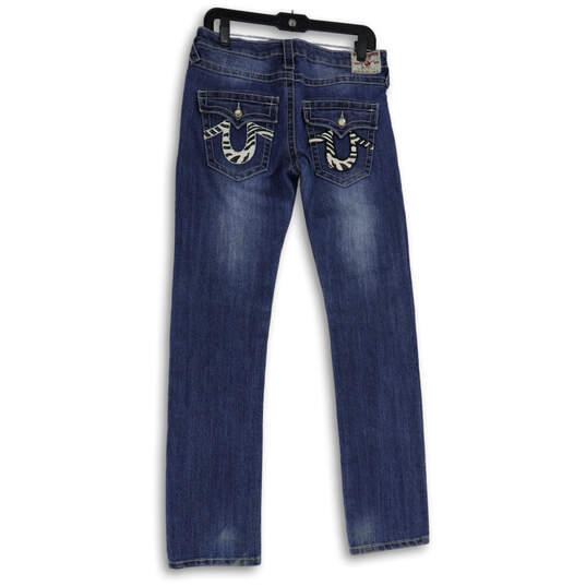 Womens Blue Denim Medium Wash 5 Pocket Design Straight Leg Jeans Size 30 image number 2