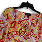 NWT Womens Multicolor Floral Print 3/4 Sleeve Pullover Tunic Top Size 1X image number 3