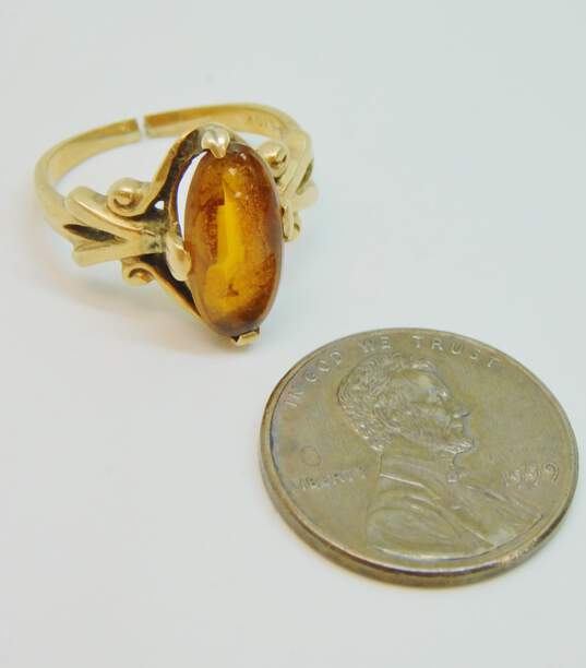 VNTG 10K Yellow Gold Citrine Cabochon Ring for Repair 2.8g image number 4
