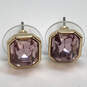 Designer J. Crew Gold-Tone Crystal Cut Purple Stone Pushback Stud Earrings image number 2