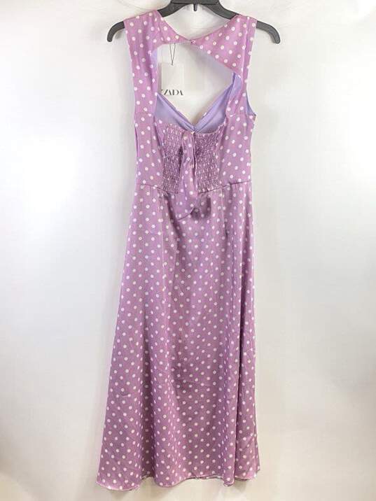 Zara Women Purple Polka Dots Maxi Slit Dress M image number 2