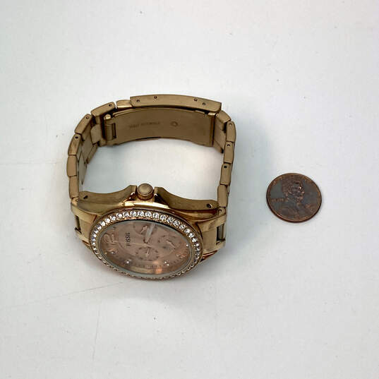 Designer Fossil Riley Gold-Tone Round Chronograph Analog Wristwatch image number 4