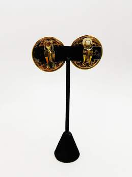 Vintage Swarovski Crystal Green Enamel Gold Tone Clip Earrings 54.2g alternative image
