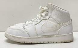 Nike Air Jordan 1 Mid Triple White Sneakers 554725-126 Size 6.5Y/8W