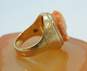 Antique 10K Yellow Gold Carved Coral Cameo Ring 6.6g image number 3