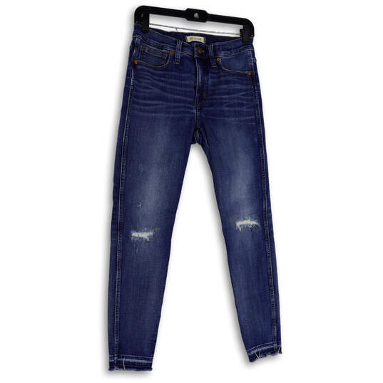 Womens Blue Denim Medium Wash Distressed Pockets Skinny Leg Jeans Size 27 image number 1