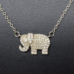 Dyadema Sterling Silver CZ Accent Elephant Necklace - 4.1g
