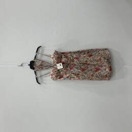 NWT Womens Beige Floral Print Sleeveless Sweetheart Neck Mini Dress Size 6