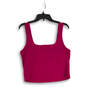 Womens Pink Square Neck Wide Strap Sleeveless Camisole Top Size XL image number 1