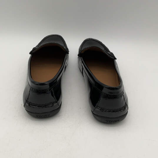 Womens Black Leather Moc Toe Casual Slip-On Loafer Shoes Size 10 B image number 5