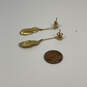 Designer J. Crew Gold-Tone Fashionable Feather Push Back Drop Earrings image number 2