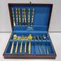 Bamboo Gold Tone 52pc Flatware Set in Wood Case image number 1