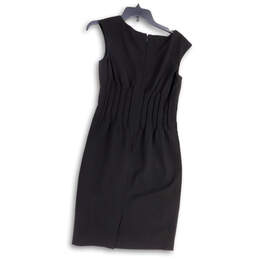 Womens Black Sleeveless Round Neck Back Zip Knee- Length Sheath Dress Sz 4 alternative image