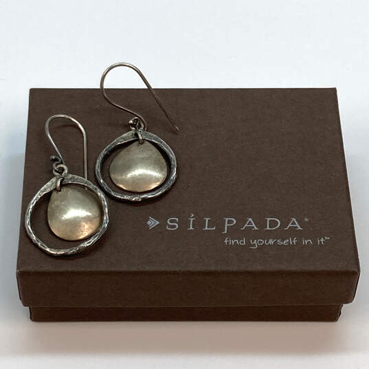 IOB Designer Silpada 925 Sterling Silver Hammered Cutout Dangle Earrings image number 3