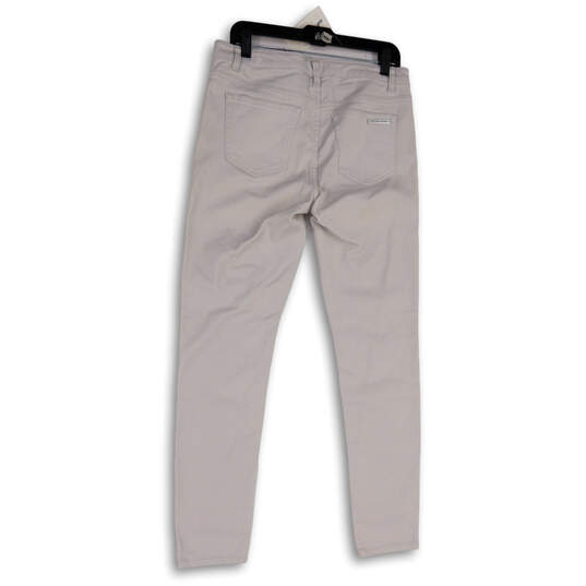 Womens White Denim Light Wash Pockets Regular Fit Skinny Leg Jeans Size 6 image number 2