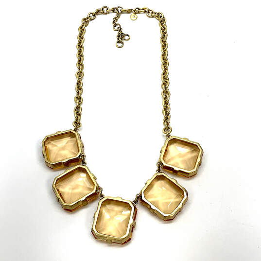 Designer J. Crew Gold-Tone Brown Crystal Cut Stone Glass Statement Necklace image number 2