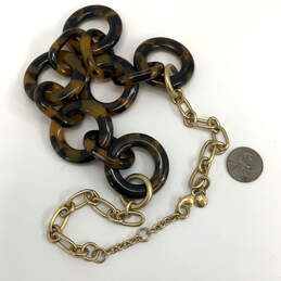 Designer J. Crew Lobster Clasp Tortoise Acrylic Circular Link Chain Necklace alternative image