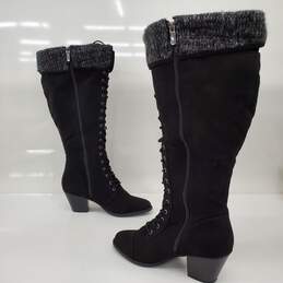 Torrid Black Faux Suede High Heeled Lace-Up Sweater Boots Women's US Size 10 alternative image