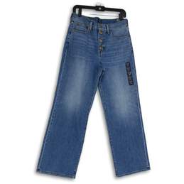 NWT J. Crew Womens Blue Denim Medium Wash Button Fly Wide Leg Jeans Size 29