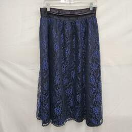 VTG Jessica McClintock Black & Blue Lace Embroidered Sheer Skirt Size 6 alternative image