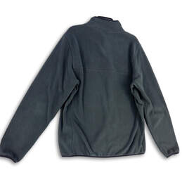 Mens Black Mock Neck Snap T Long Sleeve Fleece Jacket Size L/T 42-44 alternative image