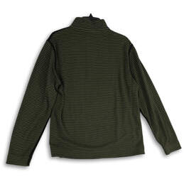 Womens Green Black Striped Long Sleeve 1/4 Zip Pullover Sweater Size Large alternative image