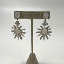 Designer Kendra Scott Silver-Tone Star Shape Dangle Earrings w/ Dust Bag
