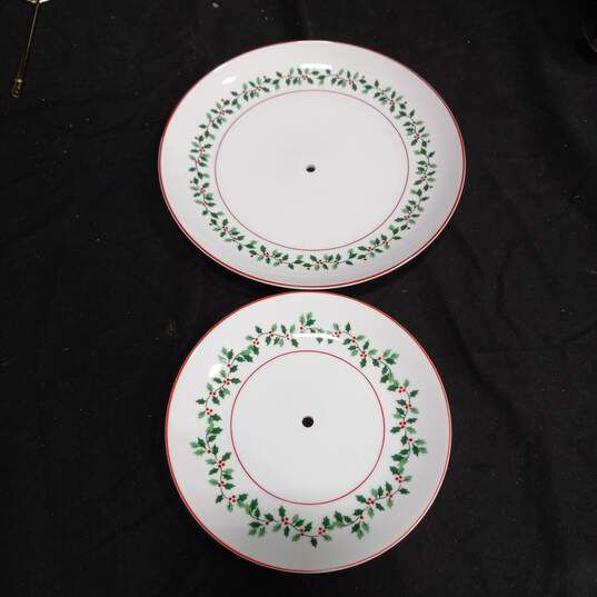 Vintage Porcelain Holly Ridge 2 Tier Dish IOB image number 2