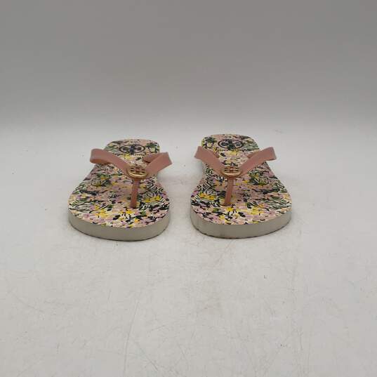 Tory Burch Womens Multicolor Floral Monogram Slip-On Flip Flop Sandals Size 8 image number 3