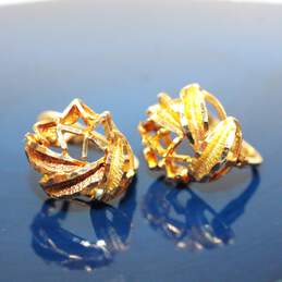 14K Yellow Gold Open Abstract Stud Earrings - 1.76g