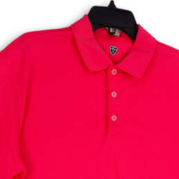 Mens Pink Short Sleeve Spread Collar Regular Fit Golf Polo Shirt Size Large alternative image