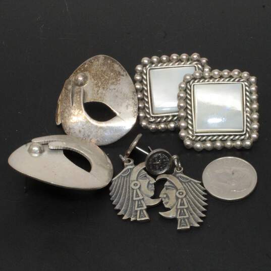 Assortment of 3 Pairs Taxco Sterling Silver Earrings - 42.80g image number 1