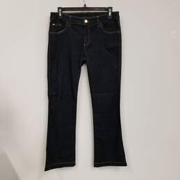 Womens Black J02 Cassia Cotton Blend Dark Wash Pockets Flared Jeans Size 28