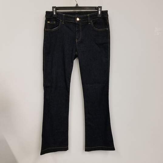 Womens Black J02 Cassia Cotton Blend Dark Wash Pockets Flared Jeans Size 28 image number 1